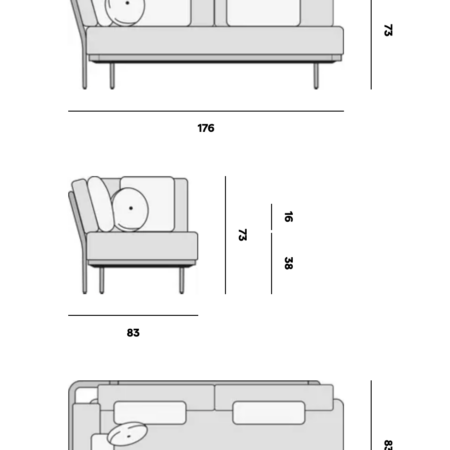 Manutti FLOWS Ecke 2 Sitzer Sofa links/rechts – Bild 11