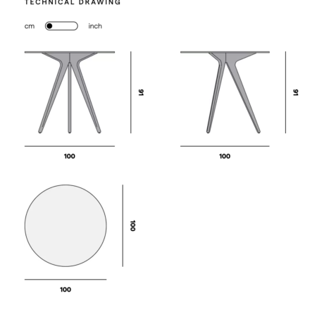 Manutti TORSA Hochtisch Ø100cm – Bild 3