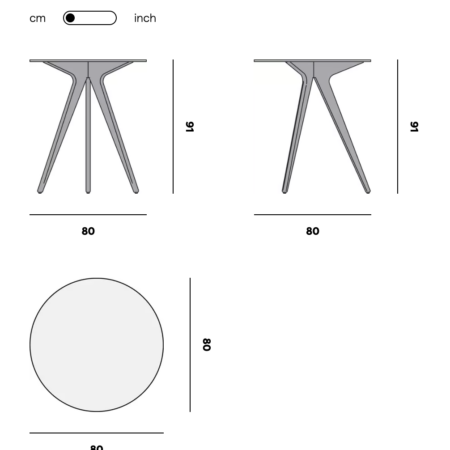 Manutti TORSA Hochtisch Ø80cm – Bild 3