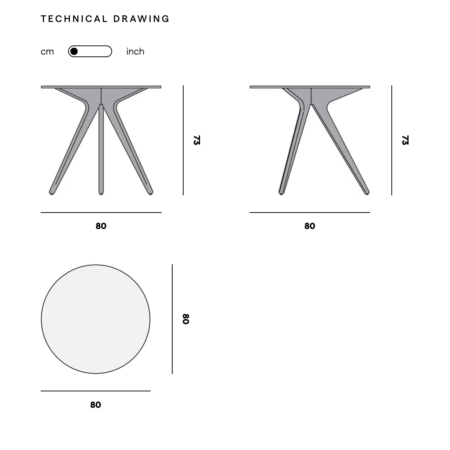 Manutti TORSA Bistrotisch Ø80cm – Bild 3