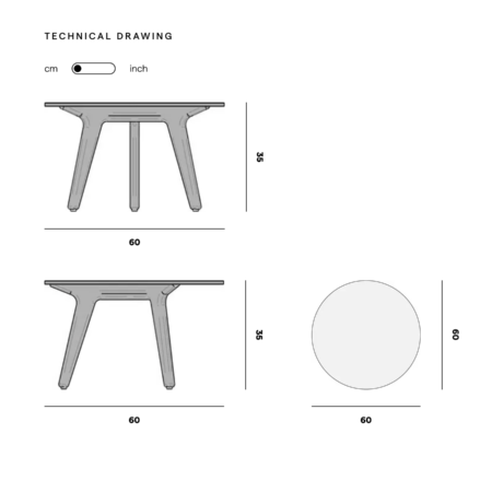 Manutti TORSA Couchtisch Ø60cm 35H – Bild 2