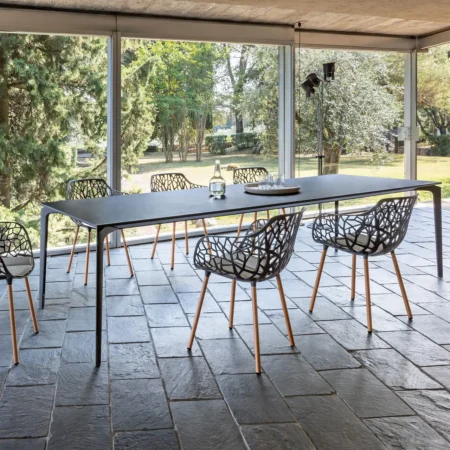 fast ALLSIZE Rechteckiger Tisch mit gesprenkelter Aluminium Tischplatte – Bild 4